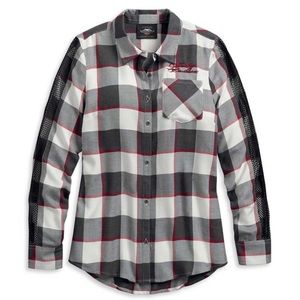 Harley-Davidson® Women's Winged Heart Plaid Long Sleeve Shirt